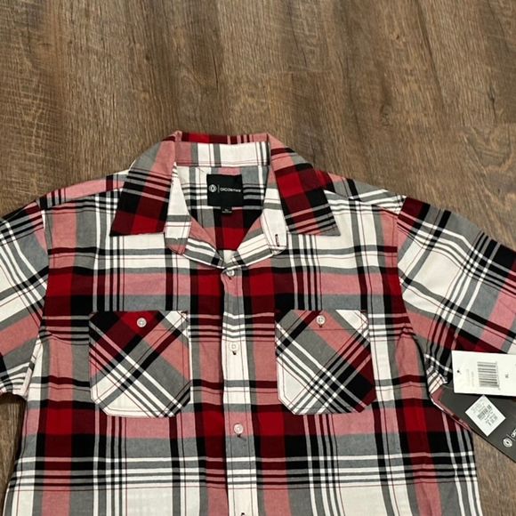 NWT AKADEMIKS Black/Red/Multi PLAID Twill 2-POCKET Men's BUTTON-UP Shirt Sz XL - Picture 5 of 9